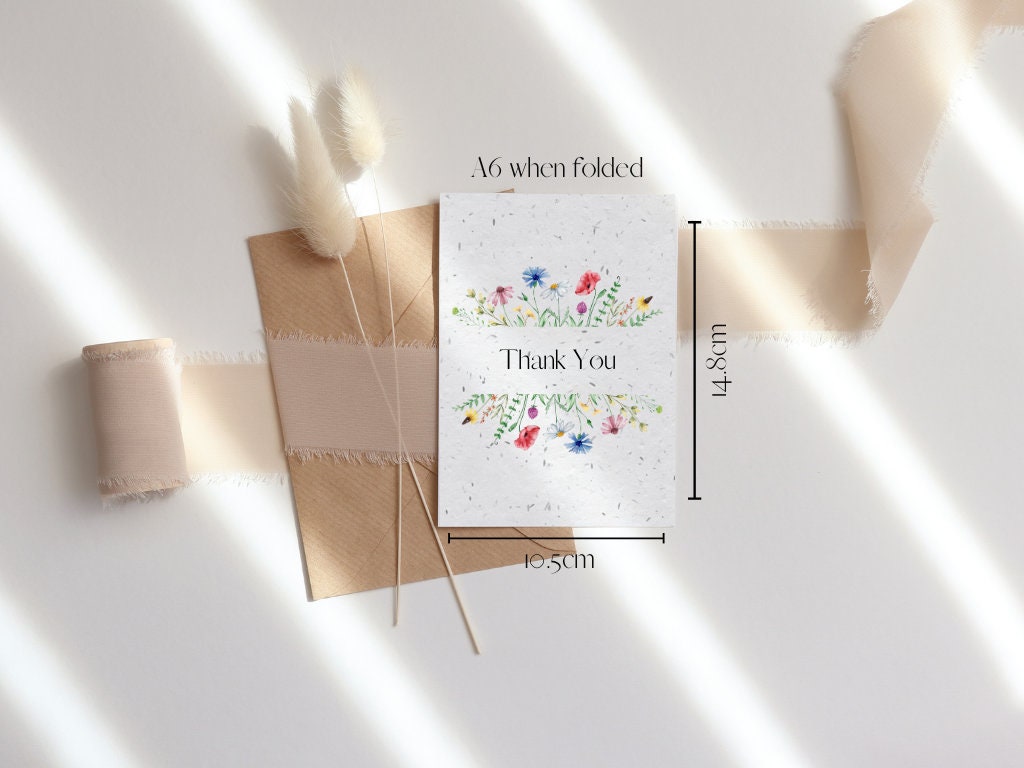 Plantable Seed Thank You Card, Thank you card, Biodegradable seed paper, Wildflower, Plantable Eco-Friendly Gift, Bee friendly