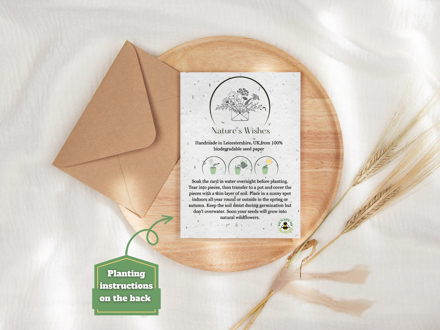 Plantable Seed Good Luck Card, Good Luck card, Biodegradable seed paper, Wildflower, Plantable Eco-Friendly Gift, Bee friendly