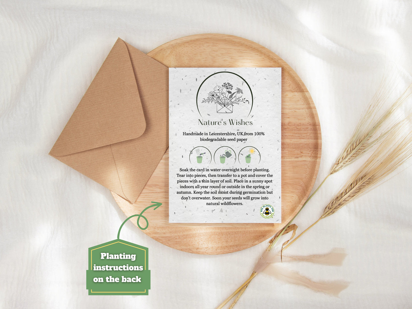 Plantable Seed Thank You Card, Personalised greeting card, Biodegradable seed paper, Wildflower, Plantable Eco-Friendly Gift, Bee friendly
