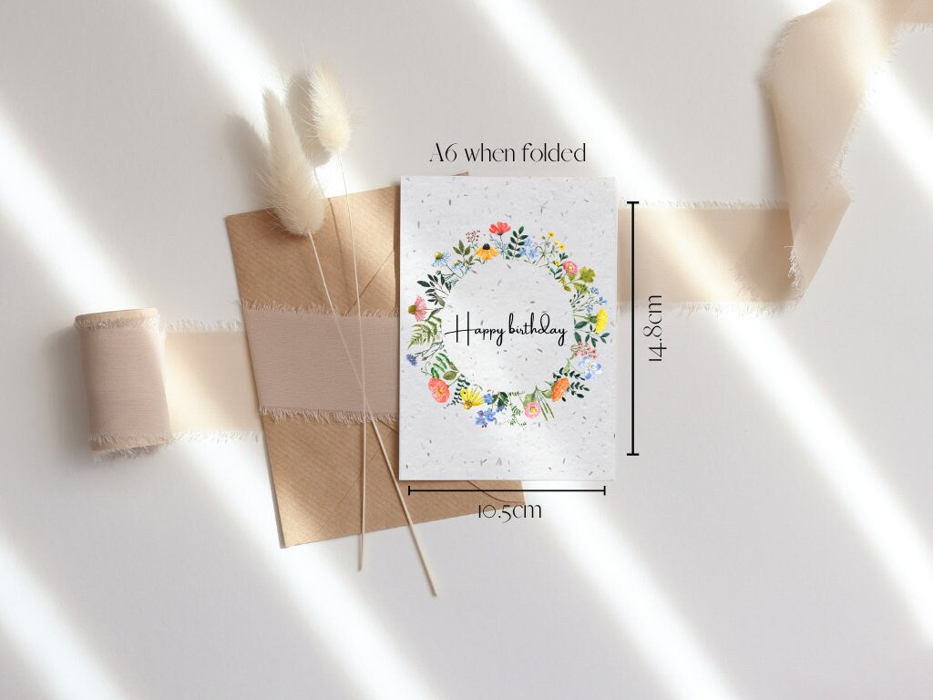 Plantable Seed Birthday Card, Happy Birthday card, Biodegradable seed paper, Wildflower, Plantable Eco-Friendly Gift, Bee friendly