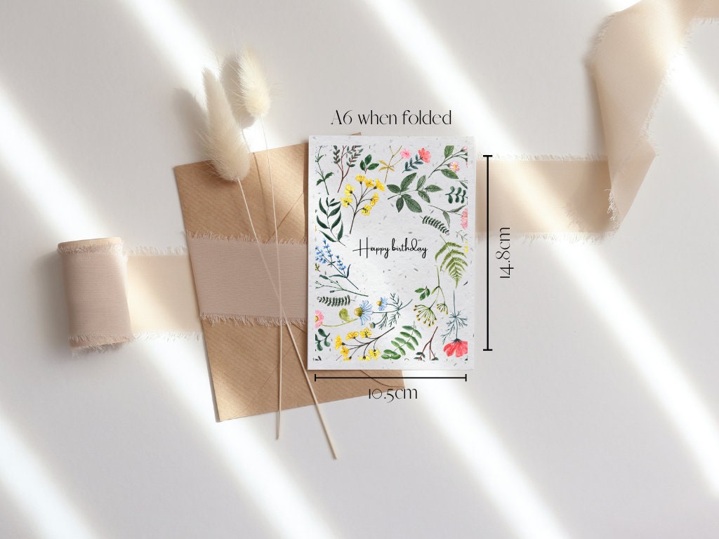 Plantable Seed Birthday Card, Happy Birthday card, Biodegradable seed paper, Wildflower, Plantable Eco-Friendly Gift, Bee friendly