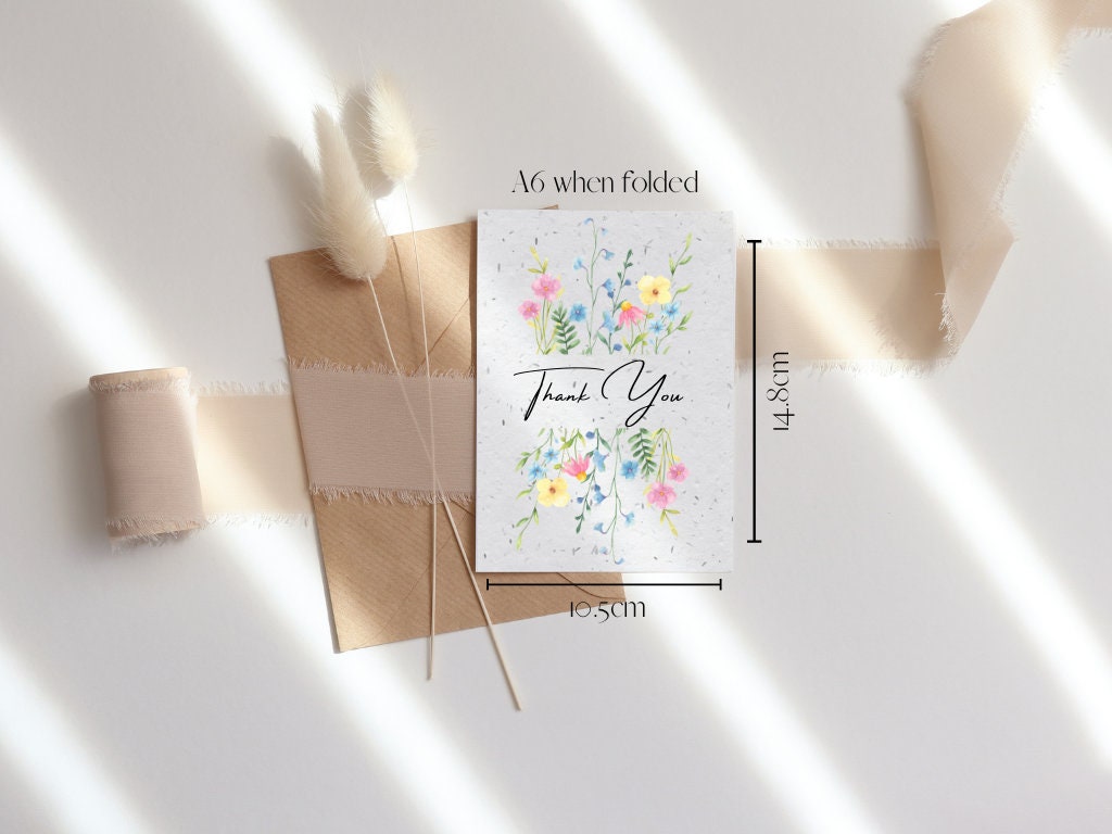 Plantable Seed Thank You Card, Thank you card, Biodegradable seed paper, Wildflower, Plantable Eco-Friendly Gift, Bee friendly