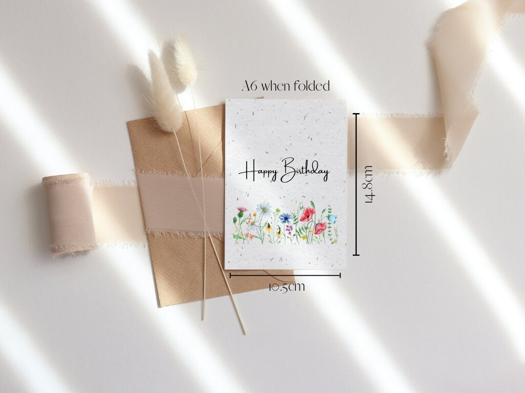 Plantable Seed Birthday Card, Happy Birthday card, Biodegradable seed paper, Wildflower, Plantable Eco-Friendly Gift, Bee friendly