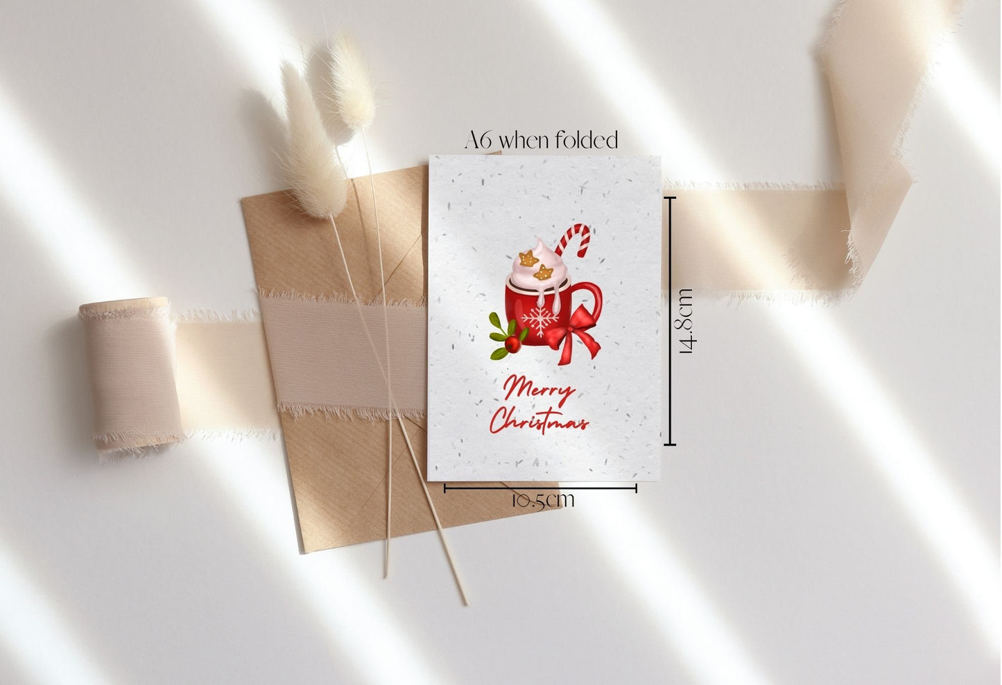 Plantable Christmas Card set of 4, 8 or 12, Biodegradable wildflowers seed paper, Eco Friendly, Bee friendly flowers, Festive greeting card