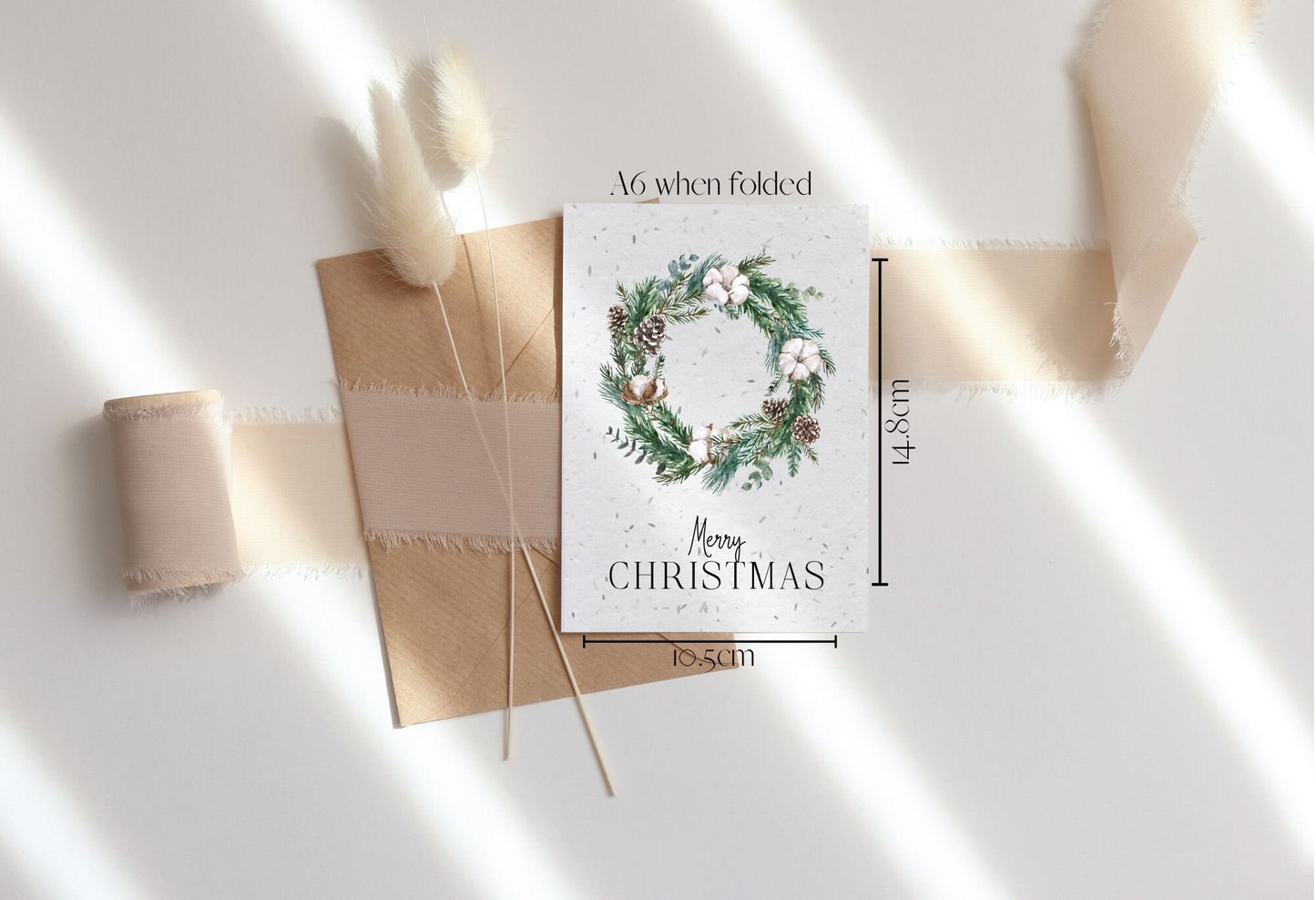 Plantable Christmas Card set of 4, 8 or 12, Biodegradable wildflowers seed paper, Eco Friendly, Bee friendly flowers, Festive greeting card