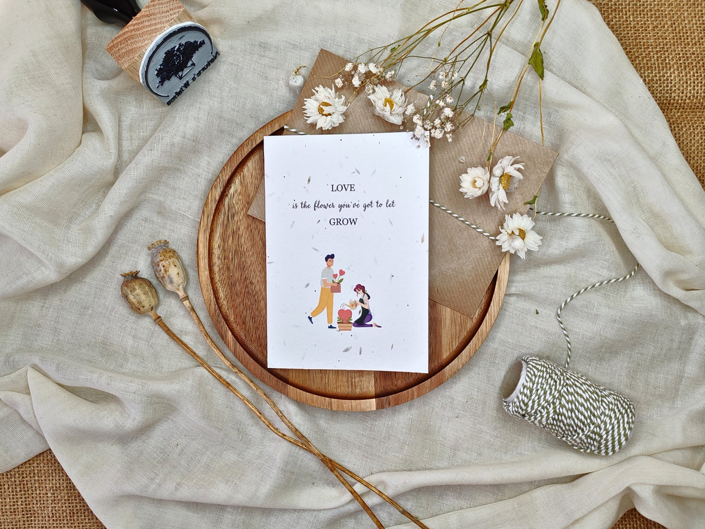 Plantable seed card for Valentine's day, Let love grow, Nature’s Wishes eco-friendly cards, Couple Girlfriend boyfriend Wildflower love card