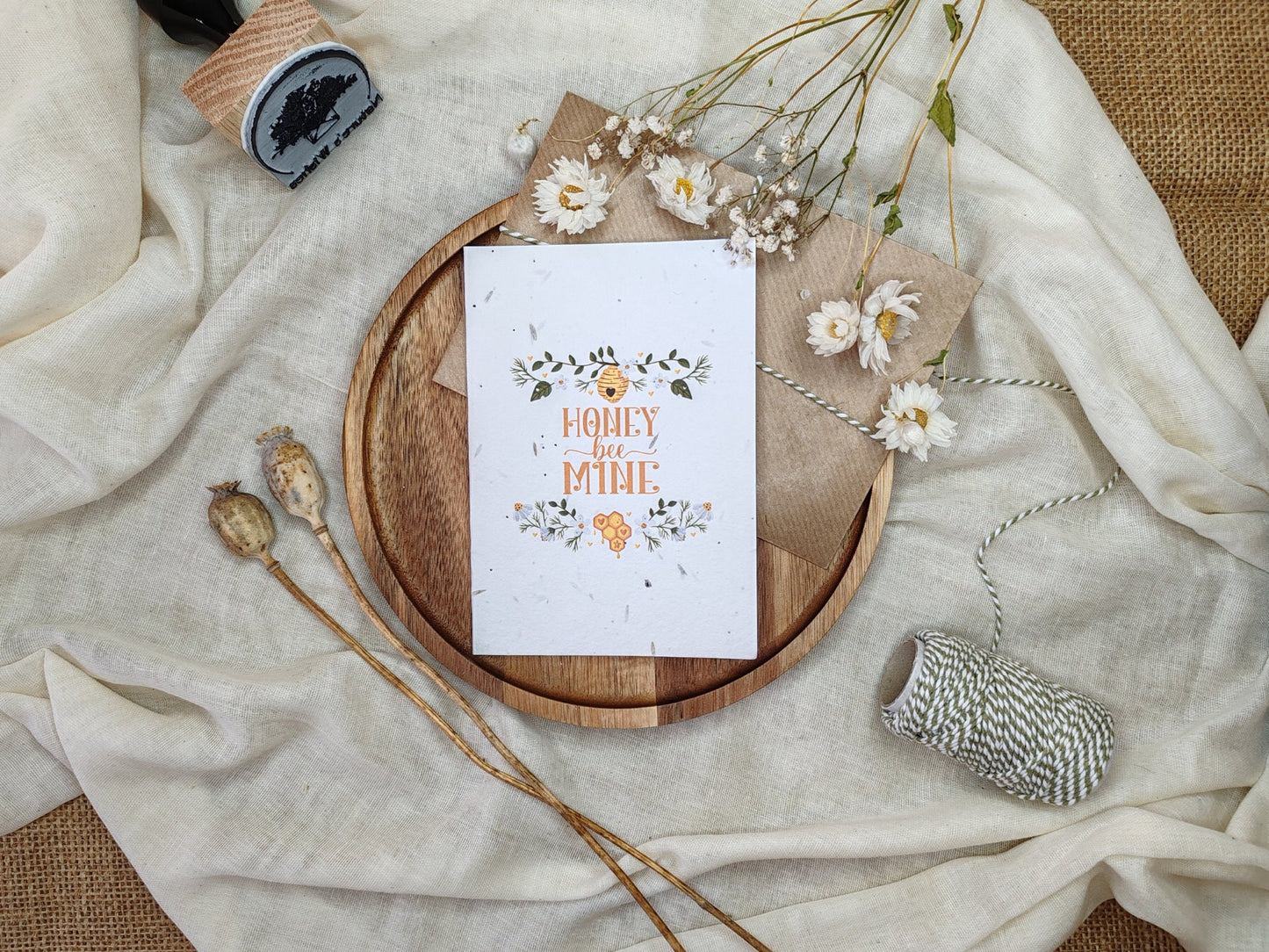 Plantable seed card for Valentine's day, Honey bee mine pun, Nature’s Wishes eco-friendly cards, Girlfriend boyfriend Wildflower love cards
