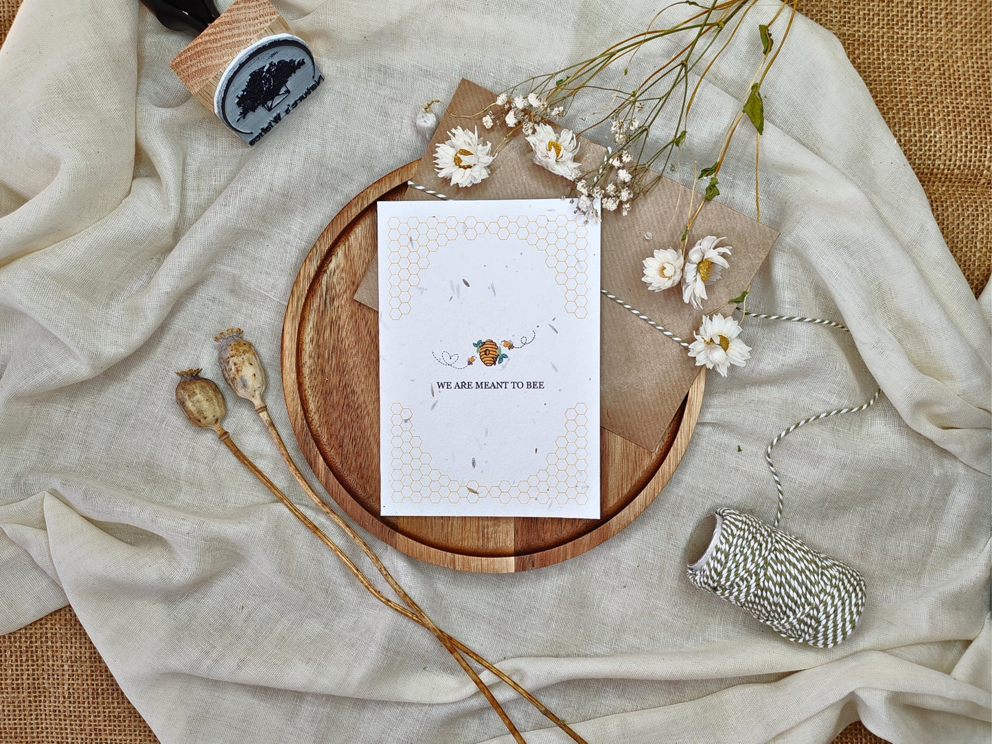 Plantable seed card for Valentine's day, We are meant to bee pun, Nature’s Wishes eco-friendly cards, Girlfriend boyfriend Wildflower love