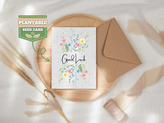 Plantable Seed Good Luck Card, Good Luck card, Biodegradable seed paper, Wildflower, Plantable Eco-Friendly Gift, Bee friendly