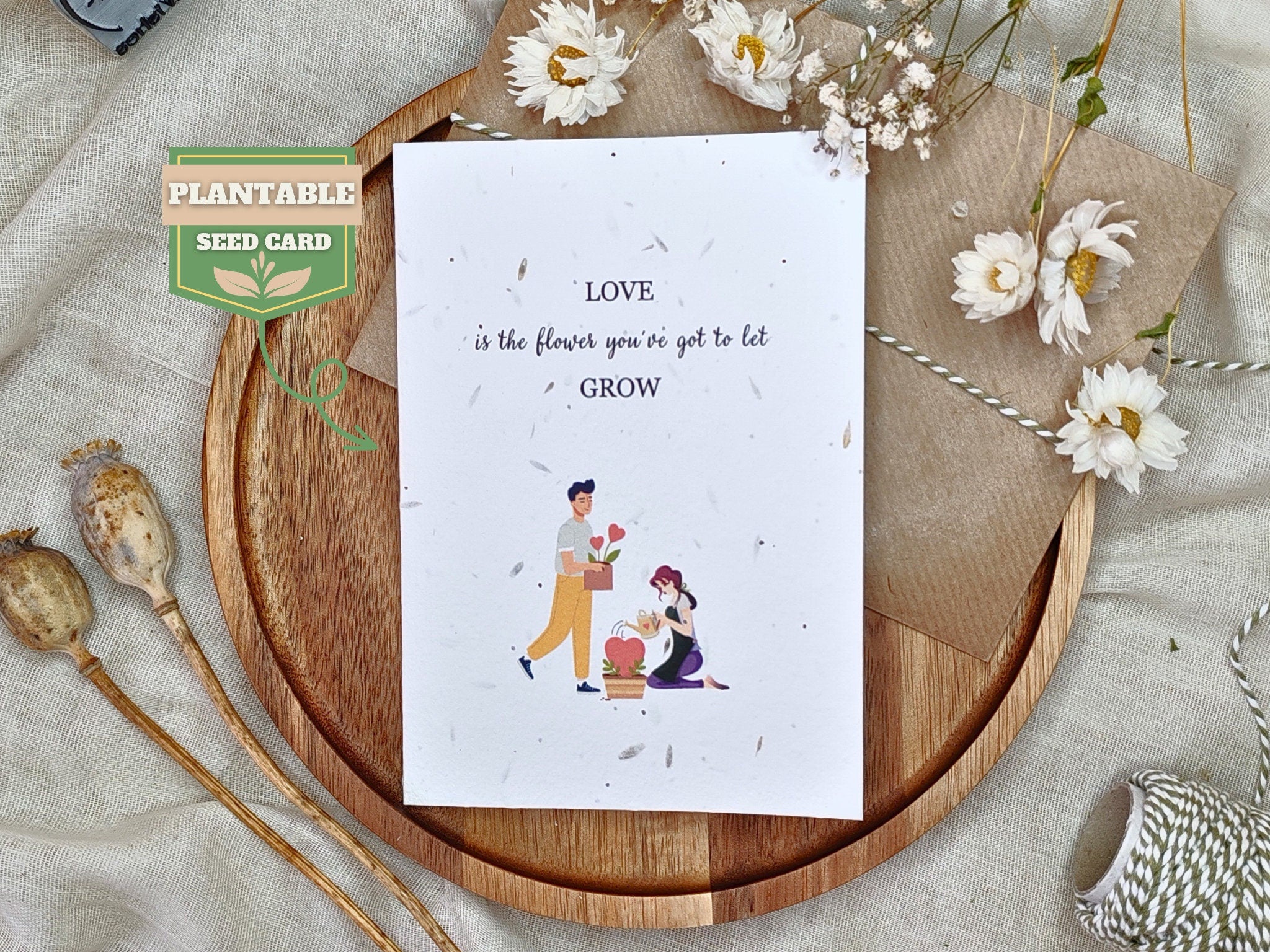 love is a flower you are the seed Plantable seed card for Valentine's day, Let love grow, Nature's Wishe – Nature's Wishes