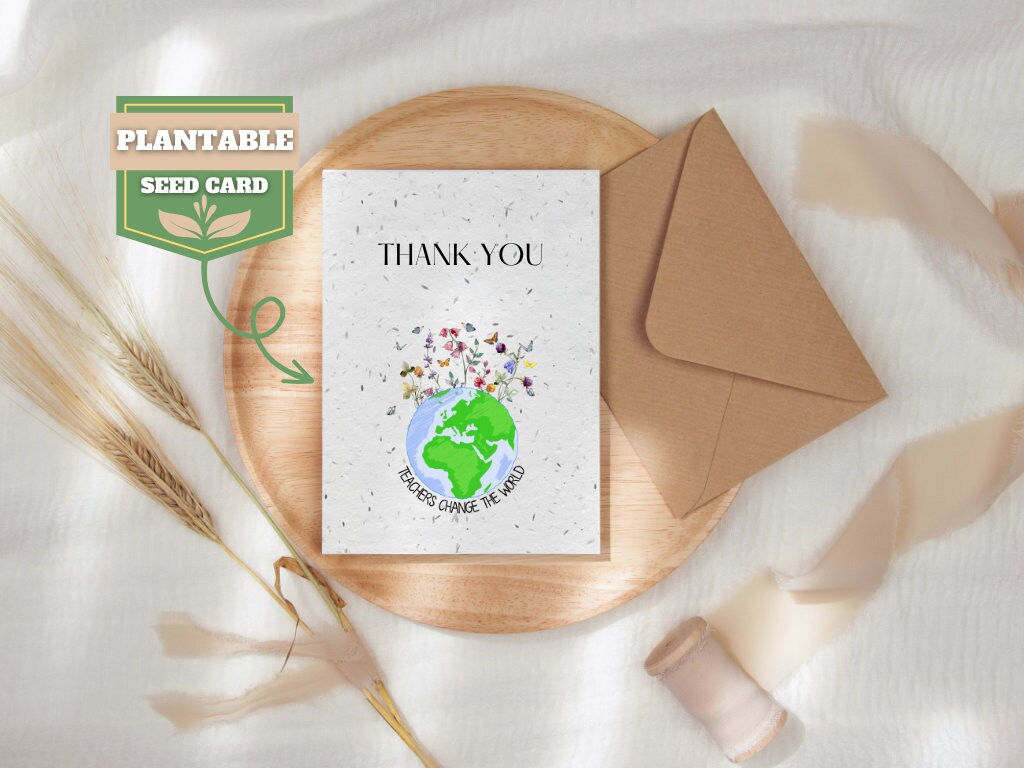 Plantable Seed Thank You Card, Personalised greeting card, Biodegradable seed paper, Wildflower, Plantable Eco-Friendly Gift, Bee friendly