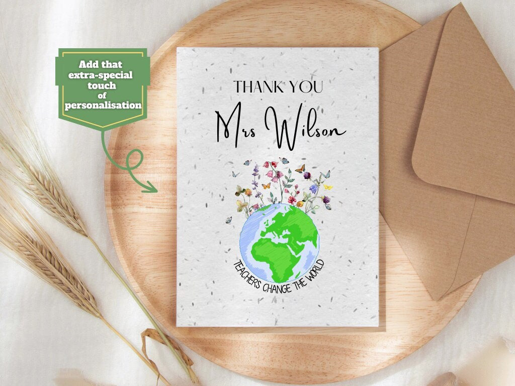 Plantable Seed Thank You Card, Personalised greeting card, Biodegradable seed paper, Wildflower, Plantable Eco-Friendly Gift, Bee friendly