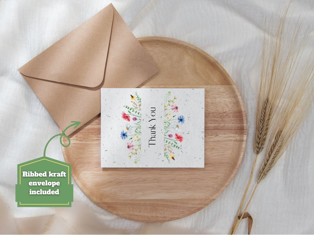 Plantable Seed Thank You Card, Thank you card, Biodegradable seed pape –  Nature's Wishes