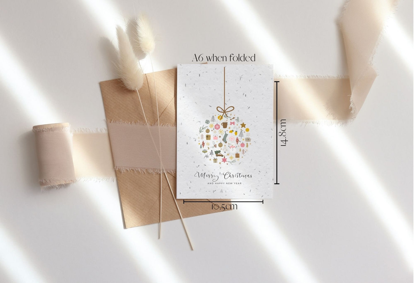 Plantable Seed Christmas Card, Biodegradable seed paper, Eco Friendly Gift, Bee friendly gift, eco Christmas card, Festive greeting card