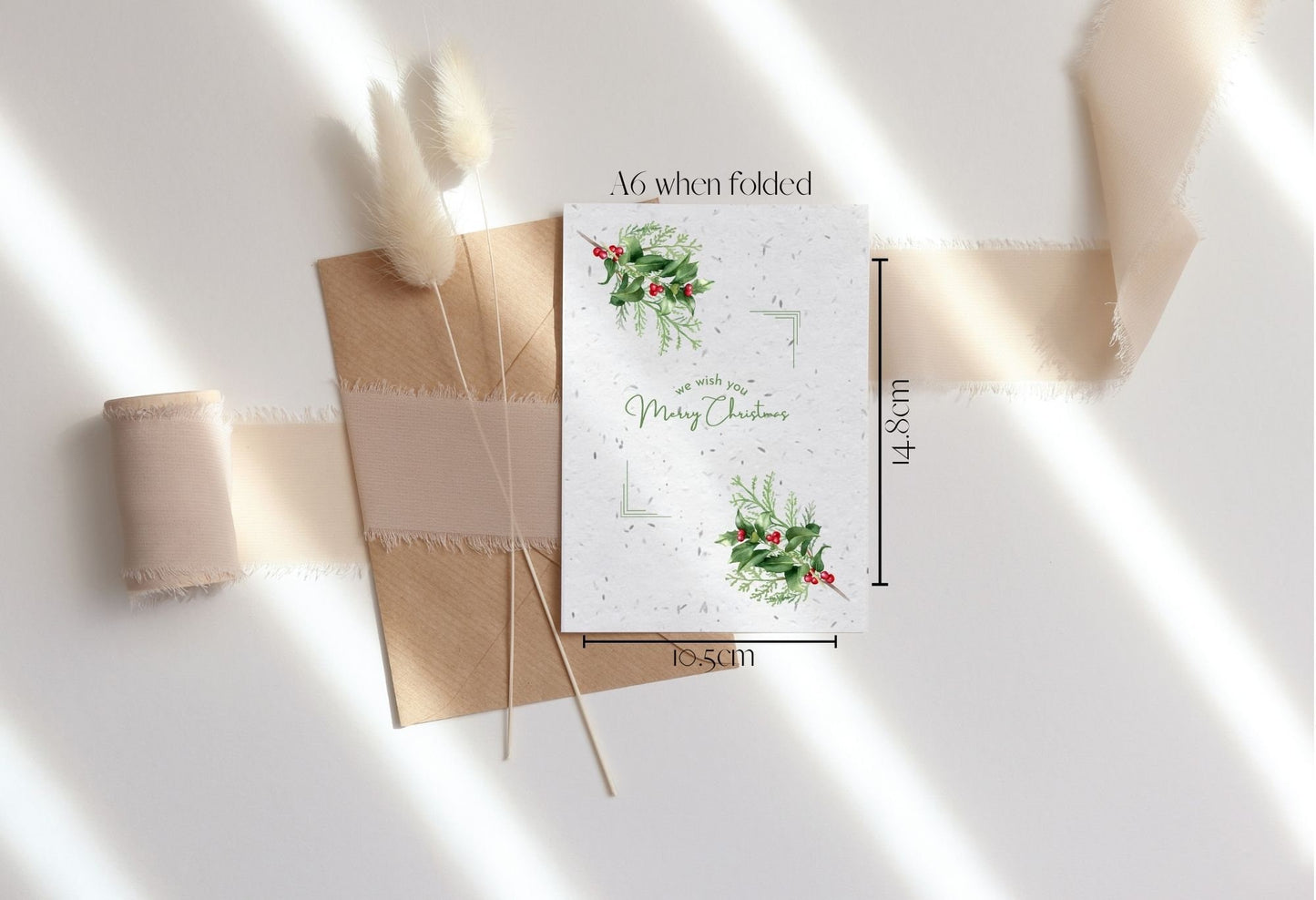 Plantable Seed Christmas Card, Biodegradable seed paper, Eco Friendly Gift, Bee friendly gift, eco Christmas card, Festive greeting card