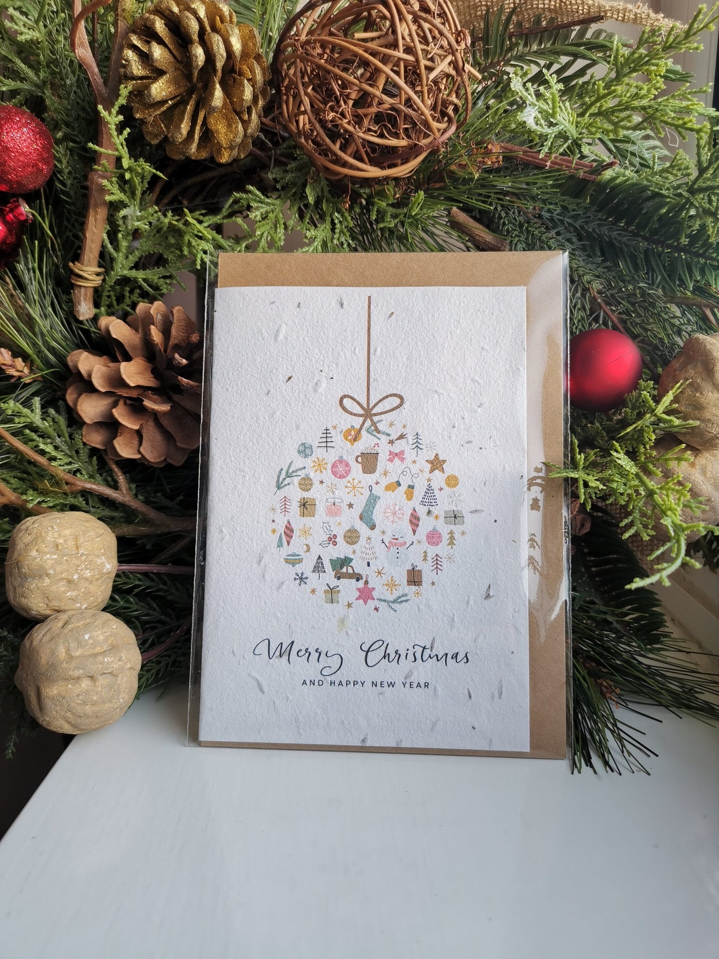 Plantable Seed Christmas Card, Biodegradable seed paper, Eco Friendly Gift, Bee friendly gift, eco Christmas card, Festive greeting card