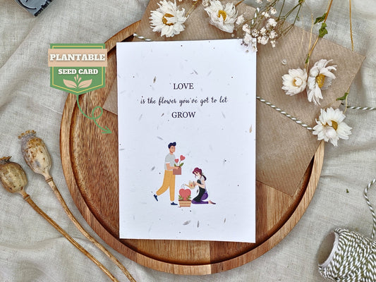 Plantable seed card for Valentine's day, Let love grow, Nature’s Wishes eco-friendly cards, Couple Girlfriend boyfriend Wildflower love card
