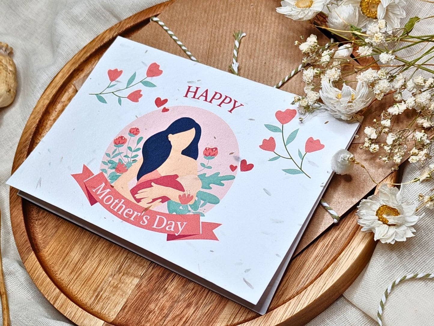 Plantable Mother's Day card, Nature’s Wishes eco-friendly cards, Wildflower seed paper, Happy Mothers Day, Card to grow, Breastfeeding Mom