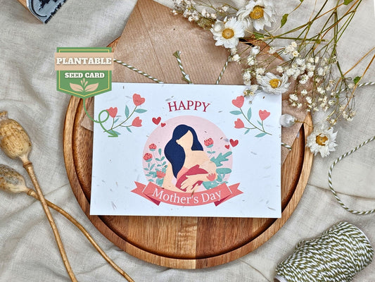 Plantable Mother's Day card, Nature’s Wishes eco-friendly cards, Wildflower seed paper, Happy Mothers Day, Card to grow, Breastfeeding Mom